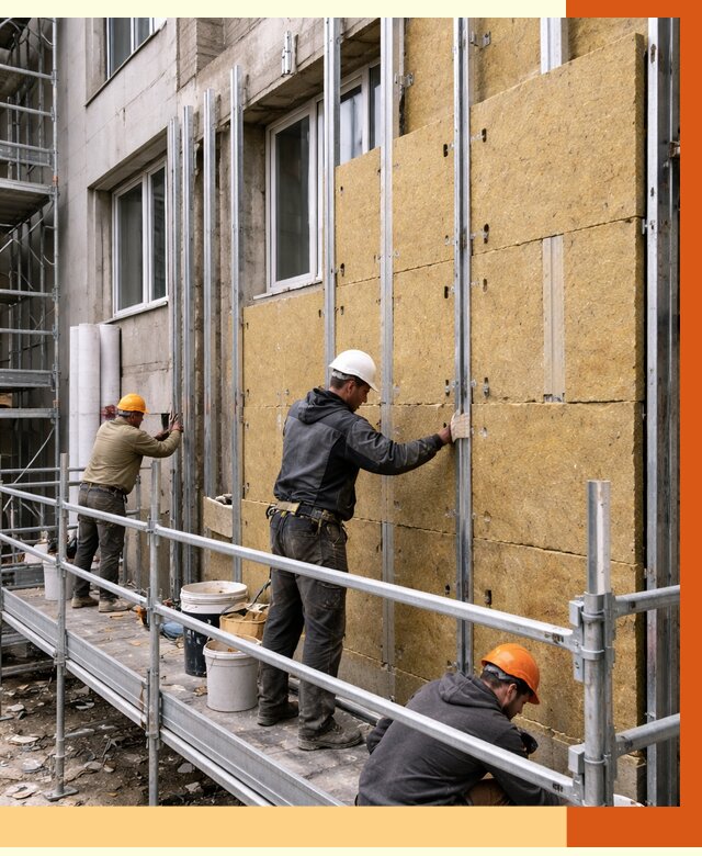 Утепление вентилируемого фасада в Керчи от 5719 руб/м2 — монтаж и утепление вентфасад | ТепломастерКрч